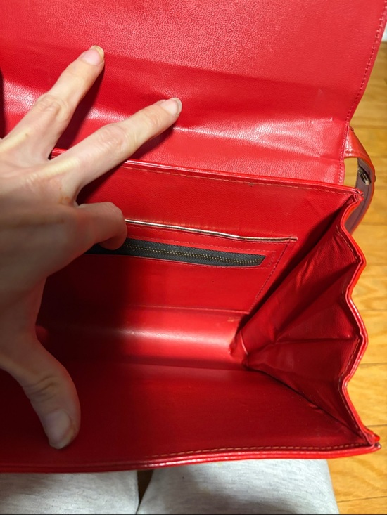 Red Leather Top-Handle Shoulder Bag with Silver D-Ring Accent - Picture 9 of 15